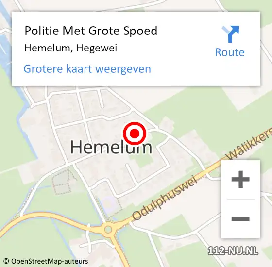 Locatie op kaart van de 112 melding: Politie Met Grote Spoed Naar Hemelum, Hegewei op 13 mei 2023 10:15