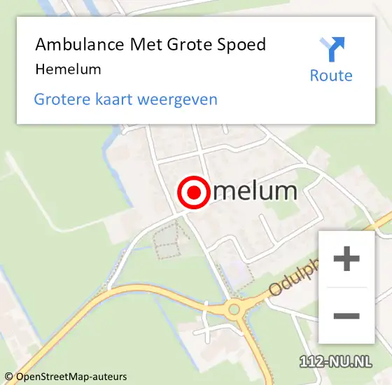 Locatie op kaart van de 112 melding: Ambulance Met Grote Spoed Naar Hemelum op 13 mei 2023 10:19