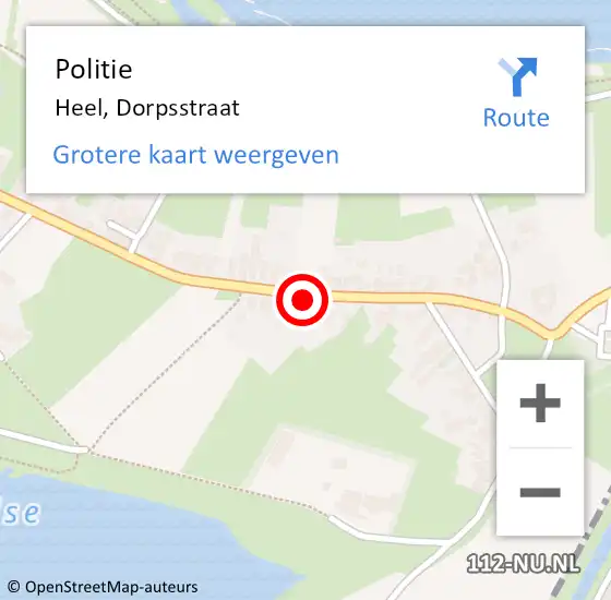 Locatie op kaart van de 112 melding: Politie Heel, Dorpsstraat op 13 mei 2023 11:03