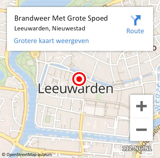 Locatie op kaart van de 112 melding: Brandweer Met Grote Spoed Naar Leeuwarden, Nieuwestad op 13 mei 2023 15:09