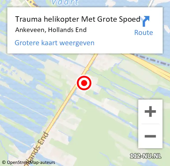 Locatie op kaart van de 112 melding: Trauma helikopter Met Grote Spoed Naar Ankeveen, Hollands End op 13 mei 2023 17:21