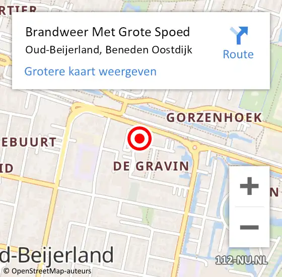 Locatie op kaart van de 112 melding: Brandweer Met Grote Spoed Naar Oud-Beijerland, Beneden Oostdijk op 13 mei 2023 18:32