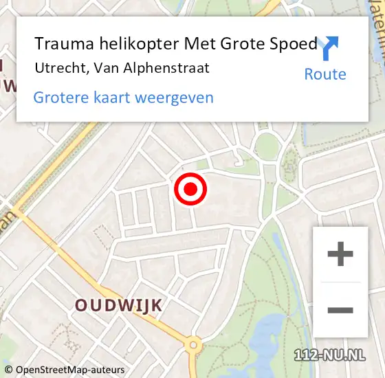 Locatie op kaart van de 112 melding: Trauma helikopter Met Grote Spoed Naar Utrecht, Van Alphenstraat op 13 mei 2023 19:41