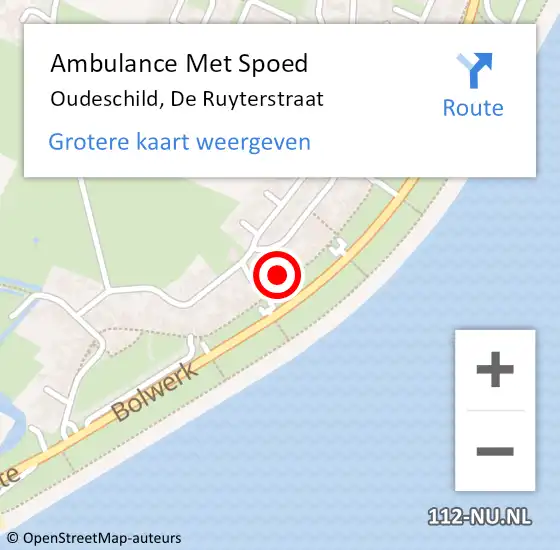 Locatie op kaart van de 112 melding: Ambulance Met Spoed Naar Oudeschild, De Ruyterstraat op 13 mei 2023 19:54