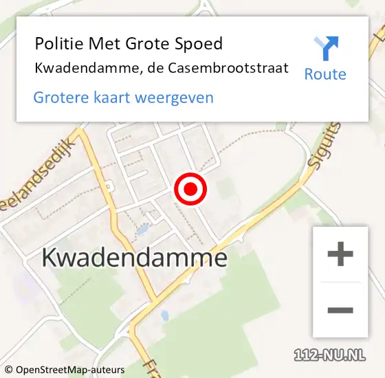 Locatie op kaart van de 112 melding: Politie Met Grote Spoed Naar Kwadendamme, de Casembrootstraat op 13 mei 2023 20:16