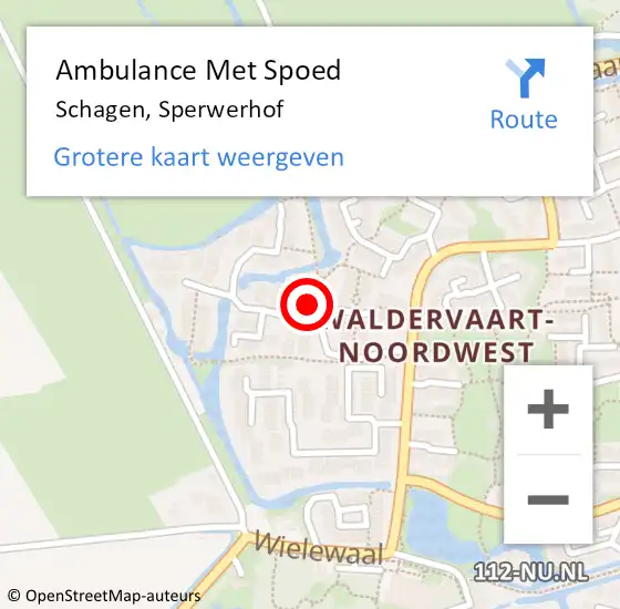 Locatie op kaart van de 112 melding: Ambulance Met Spoed Naar Schagen, Sperwerhof op 13 mei 2023 20:51