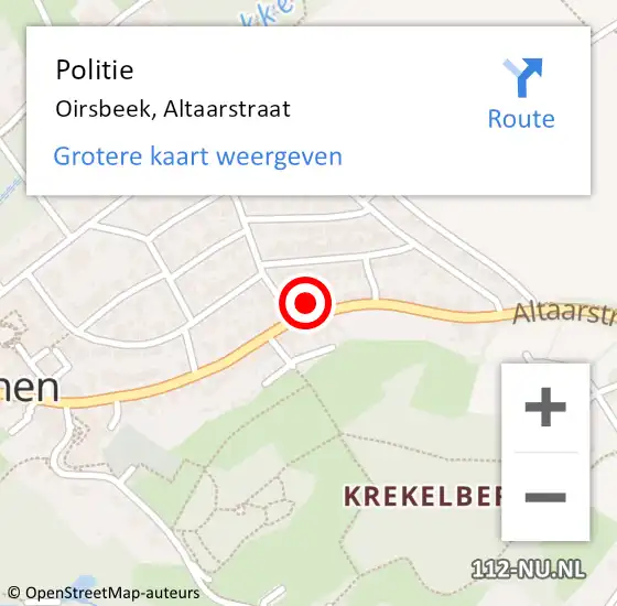 Locatie op kaart van de 112 melding: Politie Oirsbeek, Altaarstraat op 13 mei 2023 23:43