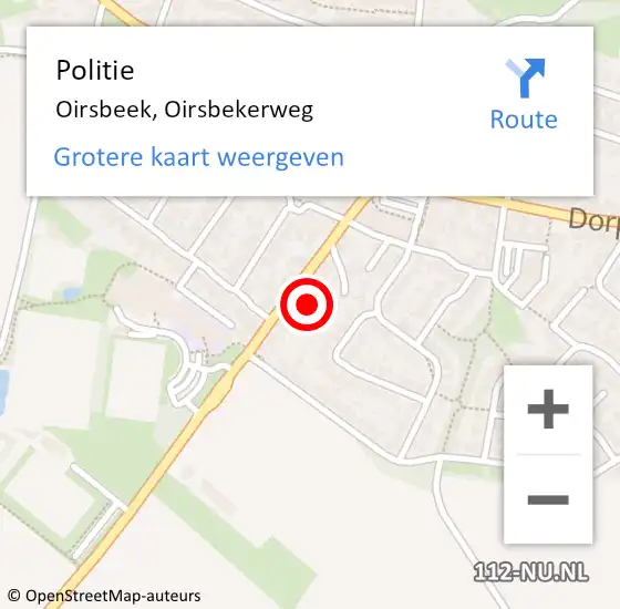 Locatie op kaart van de 112 melding: Politie Oirsbeek, Oirsbekerweg op 13 mei 2023 23:43