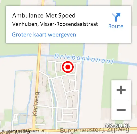 Locatie op kaart van de 112 melding: Ambulance Met Spoed Naar Venhuizen, Visser-Roosendaalstraat op 14 mei 2023 01:01