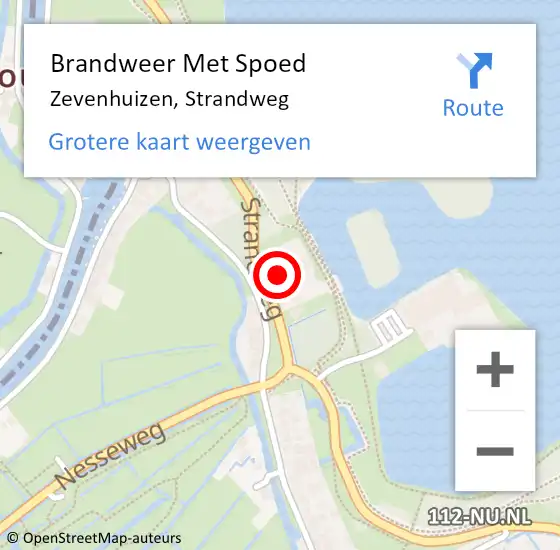 Locatie op kaart van de 112 melding: Brandweer Met Spoed Naar Zevenhuizen, Strandweg op 14 mei 2023 01:22