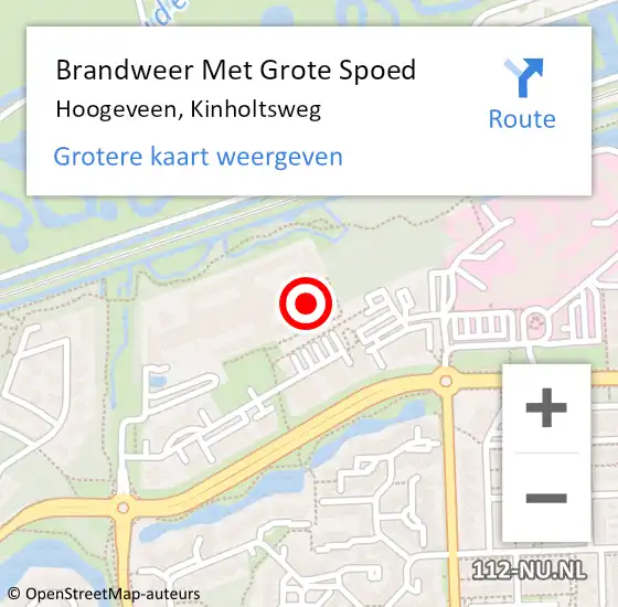 Locatie op kaart van de 112 melding: Brandweer Met Grote Spoed Naar Hoogeveen, Kinholtsweg op 14 mei 2023 07:22