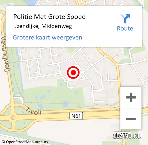 Locatie op kaart van de 112 melding: Politie Met Grote Spoed Naar IJzendijke, Middenweg op 14 mei 2023 08:04