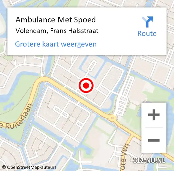 Locatie op kaart van de 112 melding: Ambulance Met Spoed Naar Volendam, Frans Halsstraat op 14 mei 2023 08:46