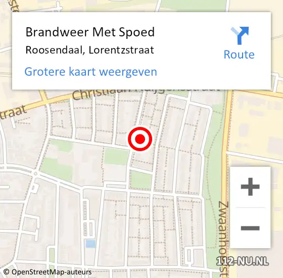 Locatie op kaart van de 112 melding: Brandweer Met Spoed Naar Roosendaal, Lorentzstraat op 14 mei 2023 09:57