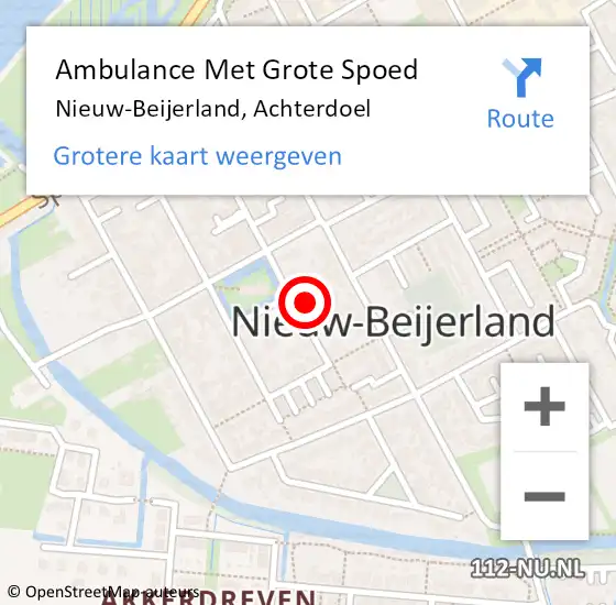 Locatie op kaart van de 112 melding: Ambulance Met Grote Spoed Naar Nieuw-Beijerland, Achterdoel op 14 mei 2023 11:00