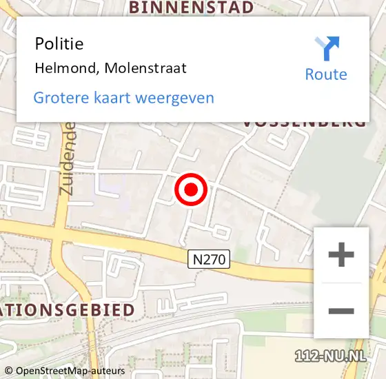 Locatie op kaart van de 112 melding: Politie Helmond, Molenstraat op 14 mei 2023 12:24