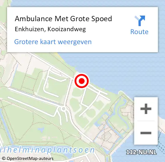 Locatie op kaart van de 112 melding: Ambulance Met Grote Spoed Naar Enkhuizen, Kooizandweg op 14 mei 2023 14:15