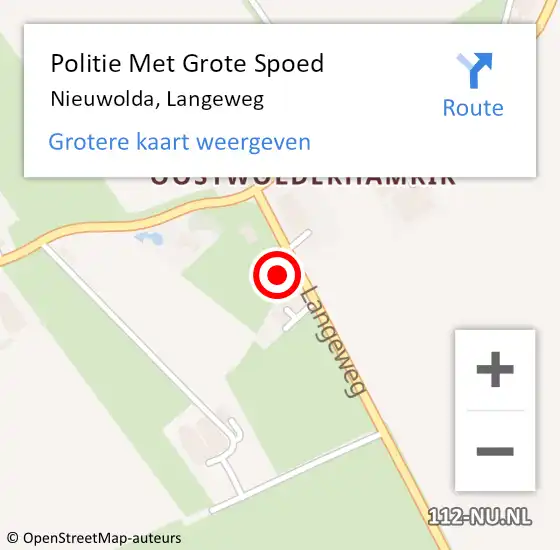 Locatie op kaart van de 112 melding: Politie Met Grote Spoed Naar Nieuwolda, Langeweg op 14 mei 2023 14:24