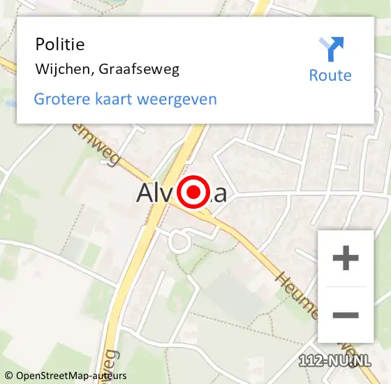 Locatie op kaart van de 112 melding: Politie Wijchen, Graafseweg op 14 mei 2023 17:04