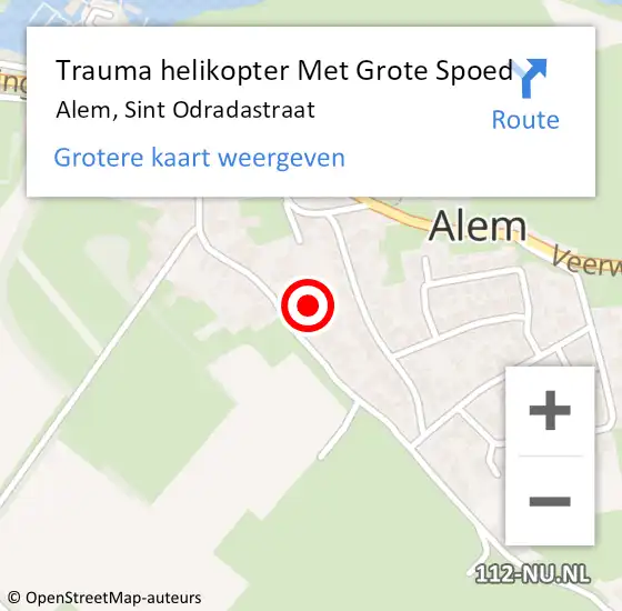 Locatie op kaart van de 112 melding: Trauma helikopter Met Grote Spoed Naar Alem, Sint Odradastraat op 14 mei 2023 19:28