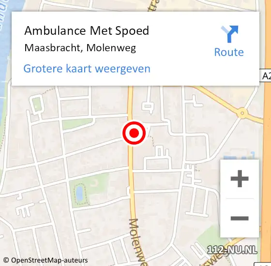 Locatie op kaart van de 112 melding: Ambulance Met Spoed Naar Maasbracht, Molenweg op 14 mei 2023 19:42