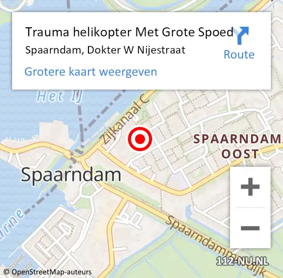 Locatie op kaart van de 112 melding: Trauma helikopter Met Grote Spoed Naar Spaarndam, Dokter W Nijestraat op 15 mei 2023 00:51