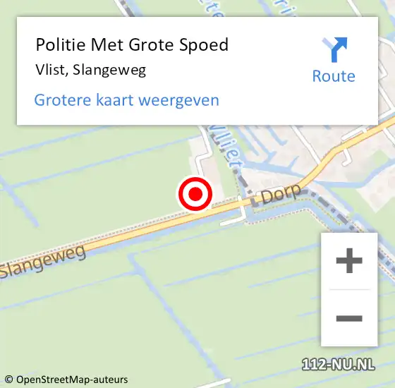 Locatie op kaart van de 112 melding: Politie Met Grote Spoed Naar Vlist, Slangeweg op 15 mei 2023 07:14