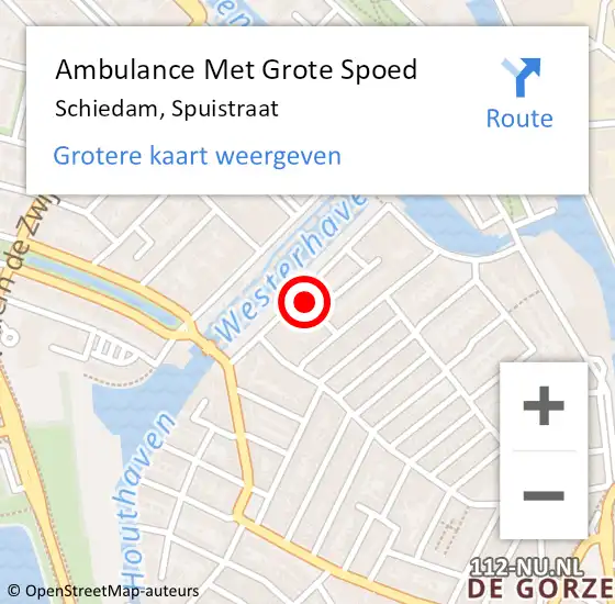 Locatie op kaart van de 112 melding: Ambulance Met Grote Spoed Naar Schiedam, Spuistraat op 15 mei 2023 09:43