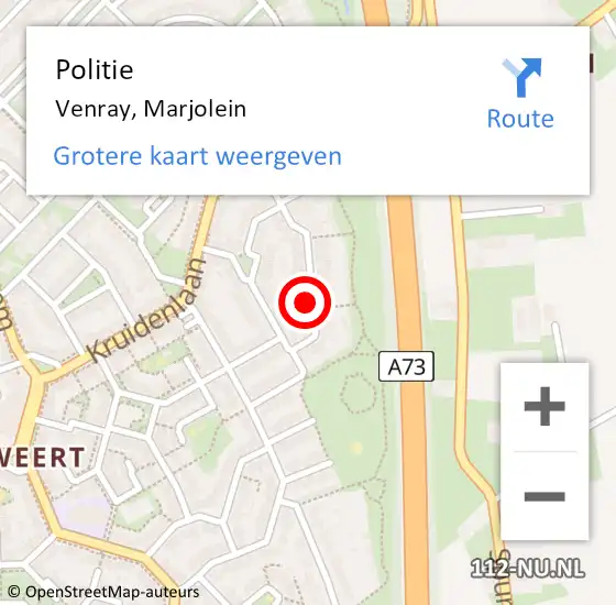 Locatie op kaart van de 112 melding: Politie Venray, Marjolein op 15 mei 2023 10:45
