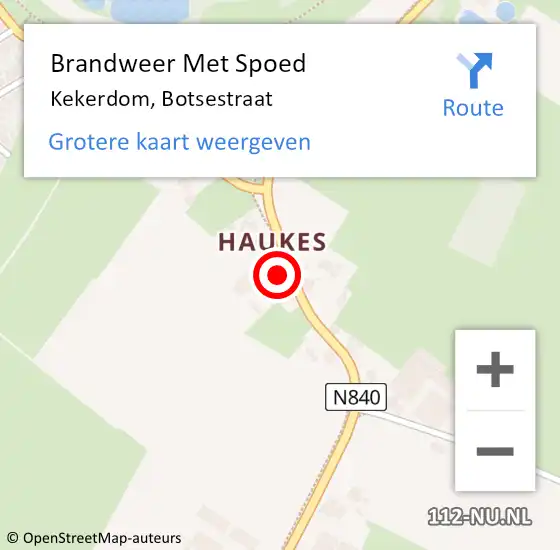 Locatie op kaart van de 112 melding: Brandweer Met Spoed Naar Kekerdom, Botsestraat op 15 mei 2023 10:58