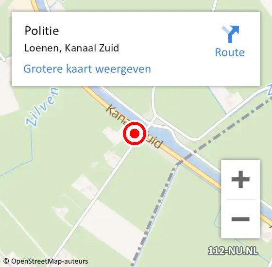 Locatie op kaart van de 112 melding: Politie Loenen, Kanaal Zuid op 15 mei 2023 12:15