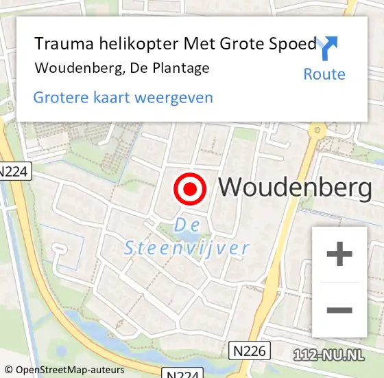 Locatie op kaart van de 112 melding: Trauma helikopter Met Grote Spoed Naar Woudenberg, De Plantage op 15 mei 2023 13:01