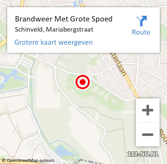 Locatie op kaart van de 112 melding: Brandweer Met Grote Spoed Naar Schinveld, Mariabergstraat op 15 mei 2023 14:26