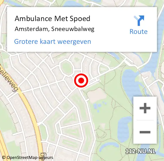 Locatie op kaart van de 112 melding: Ambulance Met Spoed Naar Amsterdam, Sneeuwbalweg op 15 mei 2023 14:42