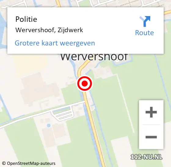 Locatie op kaart van de 112 melding: Politie Wervershoof, Zijdwerk op 15 mei 2023 14:58