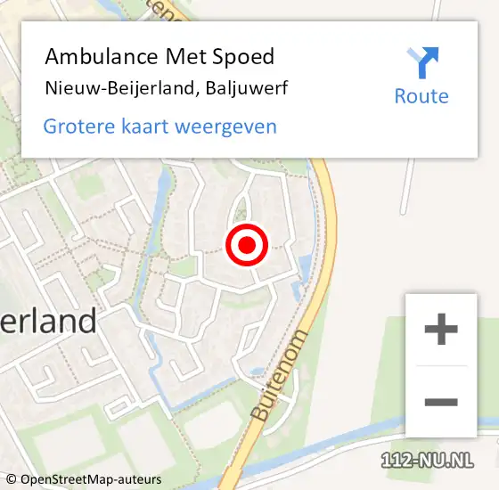 Locatie op kaart van de 112 melding: Ambulance Met Spoed Naar Nieuw-Beijerland, Baljuwerf op 15 mei 2023 15:22