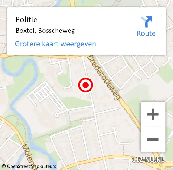 Locatie op kaart van de 112 melding: Politie Boxtel, Bosscheweg op 15 mei 2023 15:46