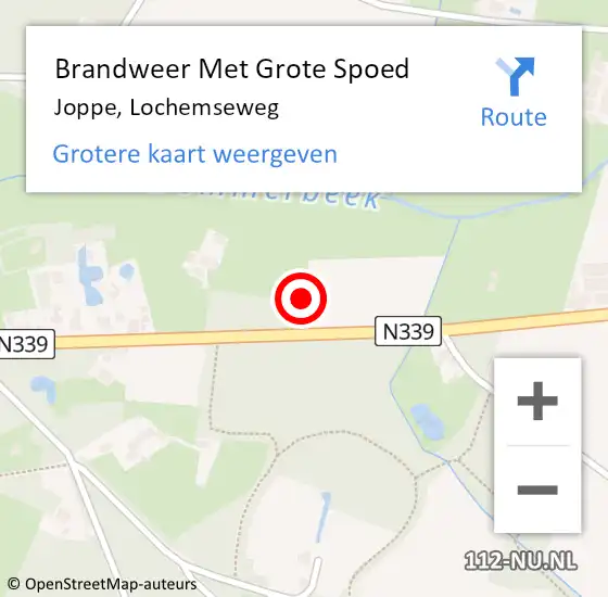 Locatie op kaart van de 112 melding: Brandweer Met Grote Spoed Naar Joppe, Lochemseweg op 15 mei 2023 15:47