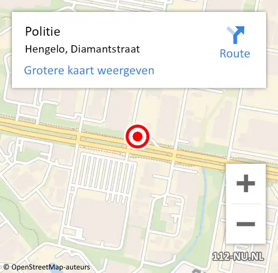 Locatie op kaart van de 112 melding: Politie Hengelo, Diamantstraat op 15 mei 2023 15:57