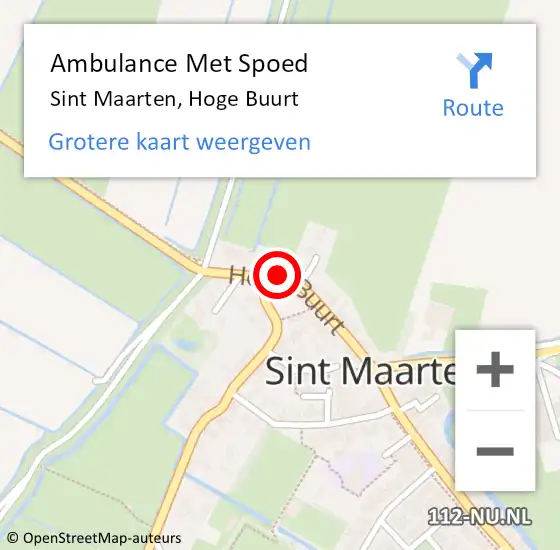 Locatie op kaart van de 112 melding: Ambulance Met Spoed Naar Sint Maarten, Hoge Buurt op 15 mei 2023 16:51