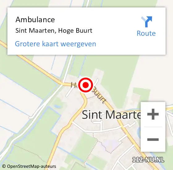 Locatie op kaart van de 112 melding: Ambulance Sint Maarten, Hoge Buurt op 15 mei 2023 16:53