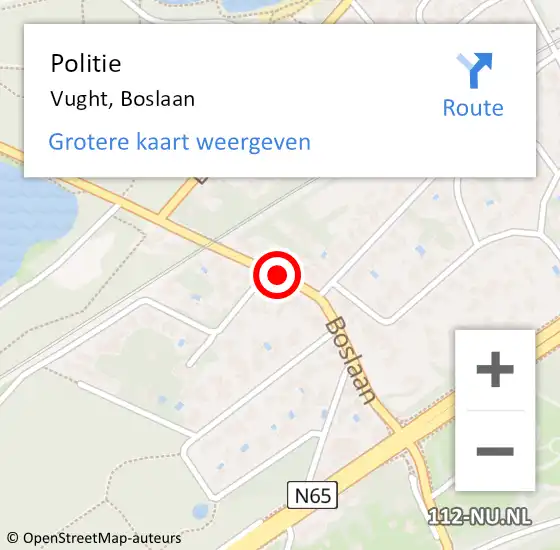 Locatie op kaart van de 112 melding: Politie Vught, Boslaan op 15 mei 2023 17:48