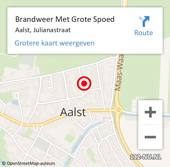 Locatie op kaart van de 112 melding: Brandweer Met Grote Spoed Naar Aalst, Julianastraat op 15 mei 2023 20:36