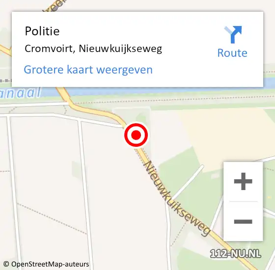 Locatie op kaart van de 112 melding: Politie Cromvoirt, Nieuwkuijkseweg op 15 mei 2023 21:00