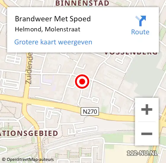 Locatie op kaart van de 112 melding: Brandweer Met Spoed Naar Helmond, Molenstraat op 16 mei 2023 03:29