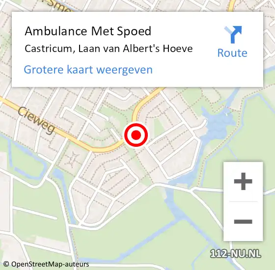 Locatie op kaart van de 112 melding: Ambulance Met Spoed Naar Castricum, Laan van Albert's Hoeve op 16 mei 2023 03:41