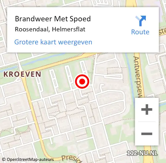 Locatie op kaart van de 112 melding: Brandweer Met Spoed Naar Roosendaal, Helmersflat op 16 mei 2023 07:45