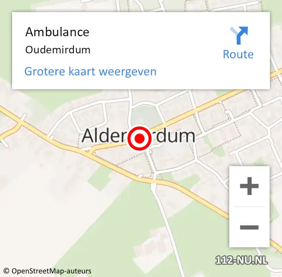 Locatie op kaart van de 112 melding: Ambulance Oudemirdum op 16 mei 2023 09:36