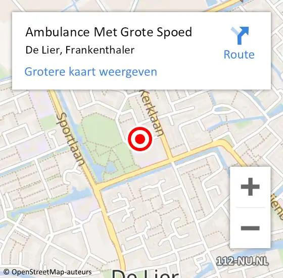 Locatie op kaart van de 112 melding: Ambulance Met Grote Spoed Naar De Lier, Frankenthaler op 16 mei 2023 10:42
