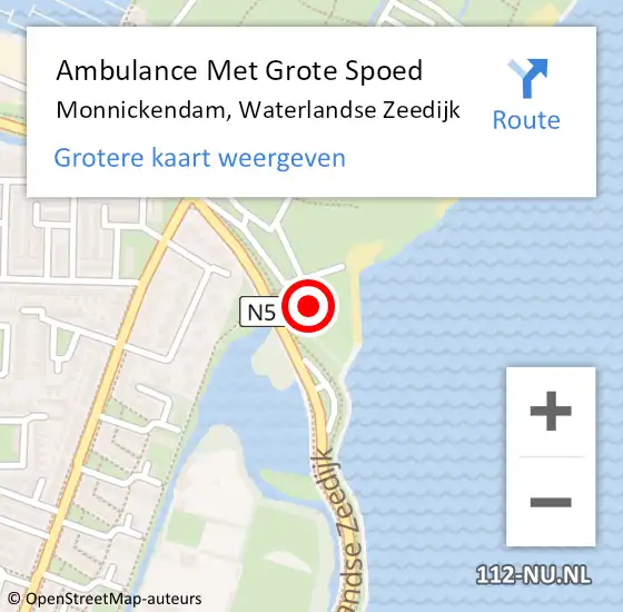Locatie op kaart van de 112 melding: Ambulance Met Grote Spoed Naar Monnickendam, Waterlandse Zeedijk op 16 mei 2023 14:19